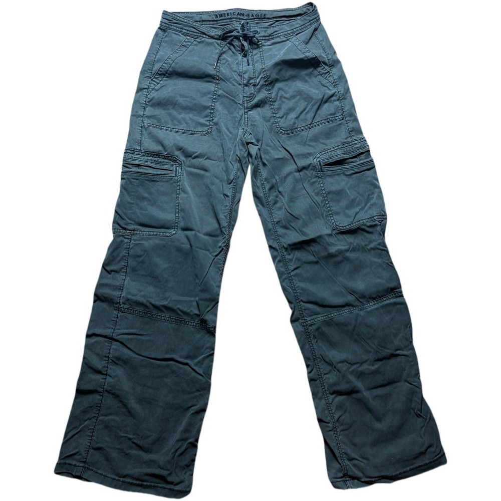 American Eagle Womens Pants Size 6 Gray Baggy Wide Leg Cargo Stretch